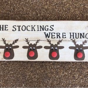 Wooden hand made stocking holder